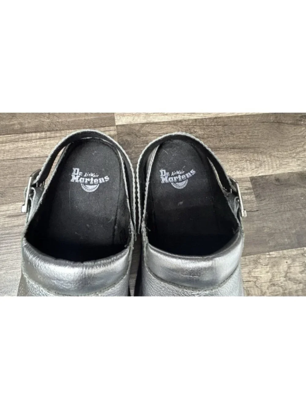 Dr. Martens Laketen Silver Metallic Leather Slingback Mules Mens 10 / Womens 11